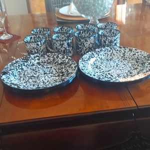 Enamel plates and cups